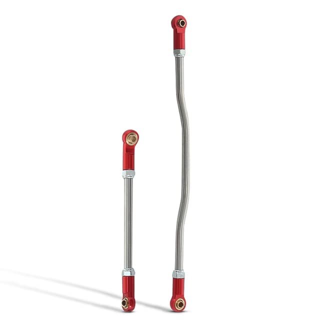 2 Pieces Steering Pull Rods RC Crawler Car Tire Parts Metal Upgraded Parts Replacement for Capra 1 9 UTB Black - (Color: red, CN)