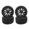 -4Pcs 90Mm Rubber Tires Tyre Wheel for WTY 144001 124019 12428 104001 Haiboxing 16889 SG1601 RC Car Upgrade Parts - (Color: Black) view 1