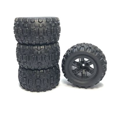 -4Pcs Rubber Tire Tyre Wheel for MJX Hyper Go H16H H16E H16P 1/16 RC Car Upgrade Parts Spare Accessories - (Color: Black)