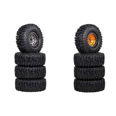 8 PCS Metal 2.2 Beadlock Wheel Rim Tires Set for 1/10 RC Crawler Car Parts,Yellow & Titanium| | - - (Color: Lemon Yellow)