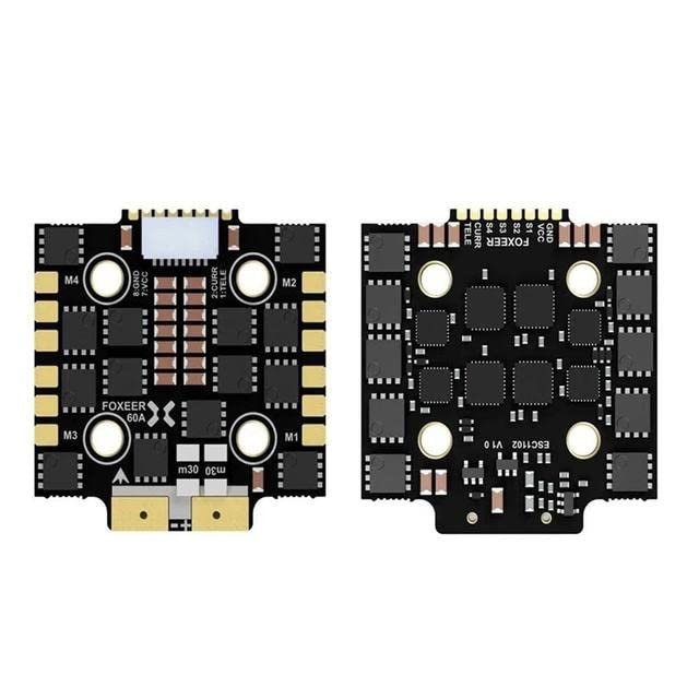 NASITIP Foxeer Reaper Mini Esc 60a Blheli32 4-in-1 Brushless 20 x 20mm 3-8s Dshot 1200 for Flight Controller Stack FPV Racing - (Color: Black, CN)