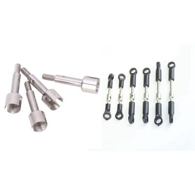 4Pcs Steel Wheel Axle for WTY 144001 1/14 Rear & 1Set 144001 Aluminum Tie Link Rods Set Pull Rod| | -