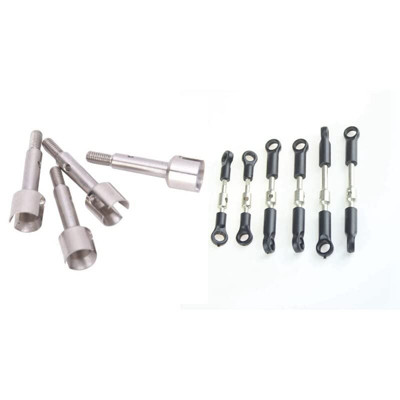 4Pcs Steel Wheel Axle for WTY 144001 1/14 Rear & 1Set 144001 Aluminum Tie Link Rods Set Pull Rod| | -