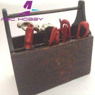 1/10 Scale Rock Crawler Miniature Replica Tool Box with Tool Kit Hammer, Wrench, Pliers rc Model Toys - (Color: Red)