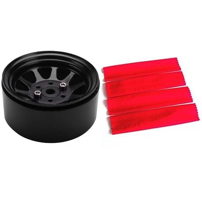 2 Set RC Car Part: 1 Set Dust Proof Shock Absorber Cover Guard & 1 Set Metal Alloy 1.9 Beadlock Wheel Rims - (Color: Blue)