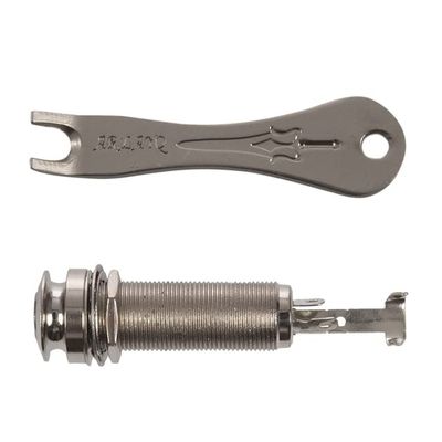1Pc Mono Long Input Output Threaded Guitar Barrel Jack 1/4 Inch & 1Pc Acoustic Guitar Ukulele String Bridge Pin Puller Pulli - (Color: Silver)
