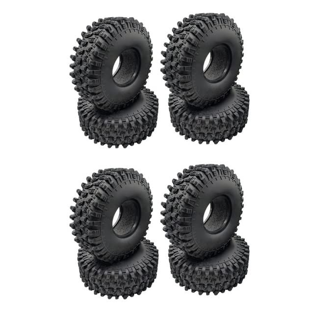 8PCS 120MM 1.9 Rubber Rocks Tyres Wheel Tires for 1/10 RC Rock Crawler Axial SCX10 90046 AXI03007 TRAXS RTX4 D90 TF2 - (Color: Camel)