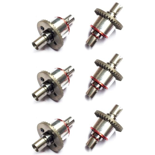 6Pcs Full Metal All-Metal Differential Gear Upgrade Parts for WTY 144001 124019 124018 RC Car Spare Accessories - (Color: Silver red)