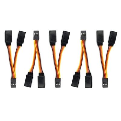 5 Pcs JR/Futaba Style Servo 1 to 2 Y Harness Leads Splitter Cable Male to Female Extension Lead Wire for RC Models 7Cm - (Color: BrownRedOrange)