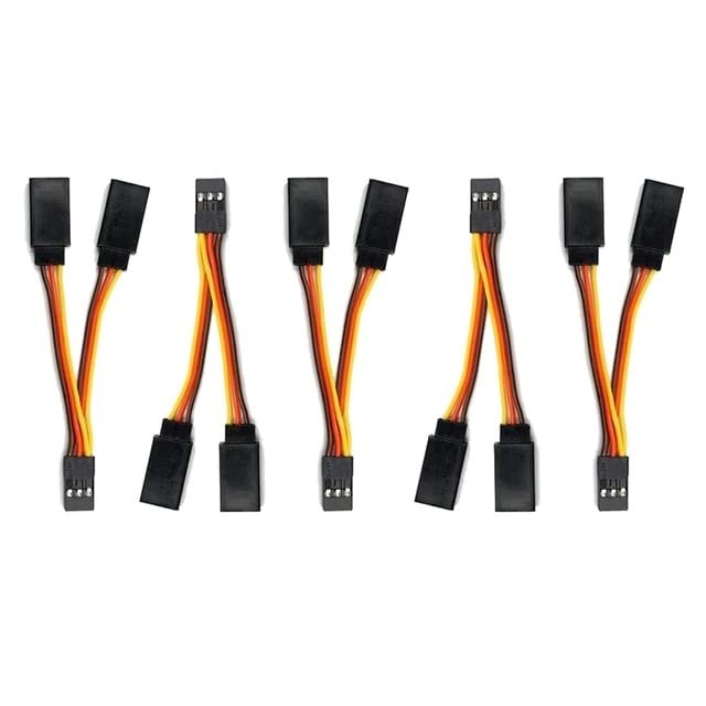 5 Pcs JR/Futaba Style Servo 1 to 2 Y Harness Leads Splitter Cable Male to Female Extension Lead Wire for RC Models 7Cm - (Color: BrownRedOrange)