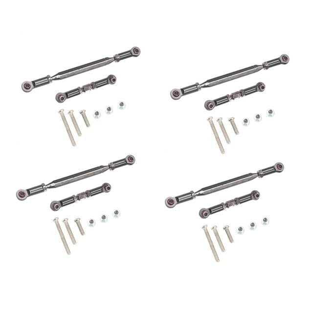 4X Metal Adjustable Steering Linkage Servo Link Pull Rod Turnbuckle for MN D90 D99 MN-90 FJ-45 1/12 RC Car Crawler,Grey - (Color: Gray)