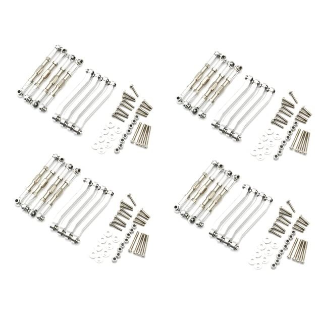 32X Metal Chassis Pull Rods Link Suspension Tie Rod for MN D90 D91 D96 D99 D99S MN90 MN99S 1/12 Silver - (Color: Silver)