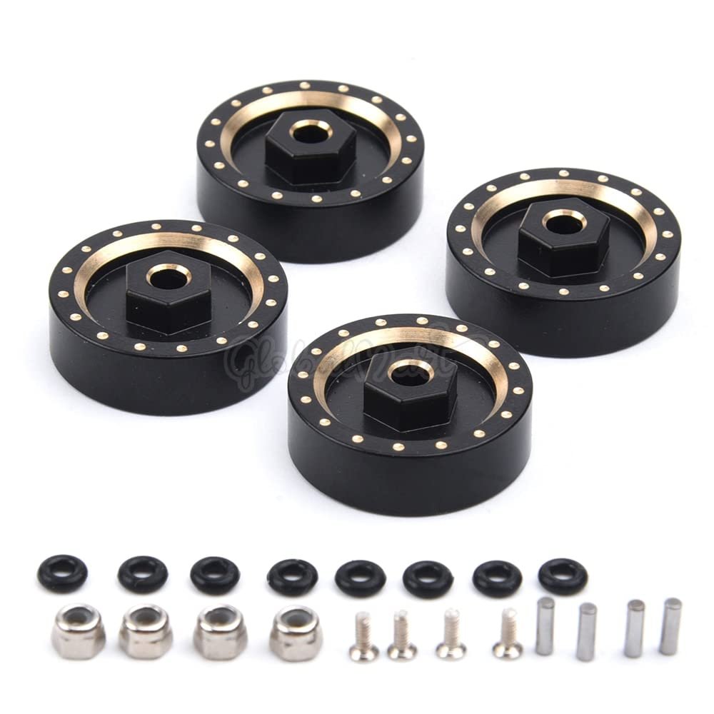 4PCS Brass Extended Wheel Hubs Counterweight 7MM Hex for RC Cars 1/24 Axial SCX24 90081 Deadbolt Upgrade Accessories