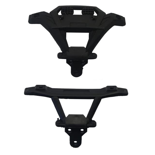 -2Pcs Front & Rear Bumper SJ05/06 for Xinlehong Hosim Q901 Q902 Q903 9130 9136 9137 1/16 RC Car Spare Parts Accessories - (Color: Khaki)
