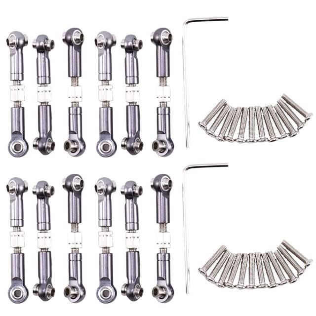 Barra de traccin de Metal Ajustable para coche teledirigido WTY, enlace Servo delantero/trasero, 12 piezas, para WTY A949 A959 A969 A979 K929, Color gris - (Color: Camel)