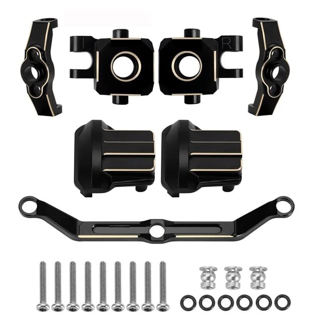 Brass Steering Block Caster Block Axle Cover Steering Link Black Accessories for TRAXS RTX4M RTX-4M 1/18 - (Color: Black)