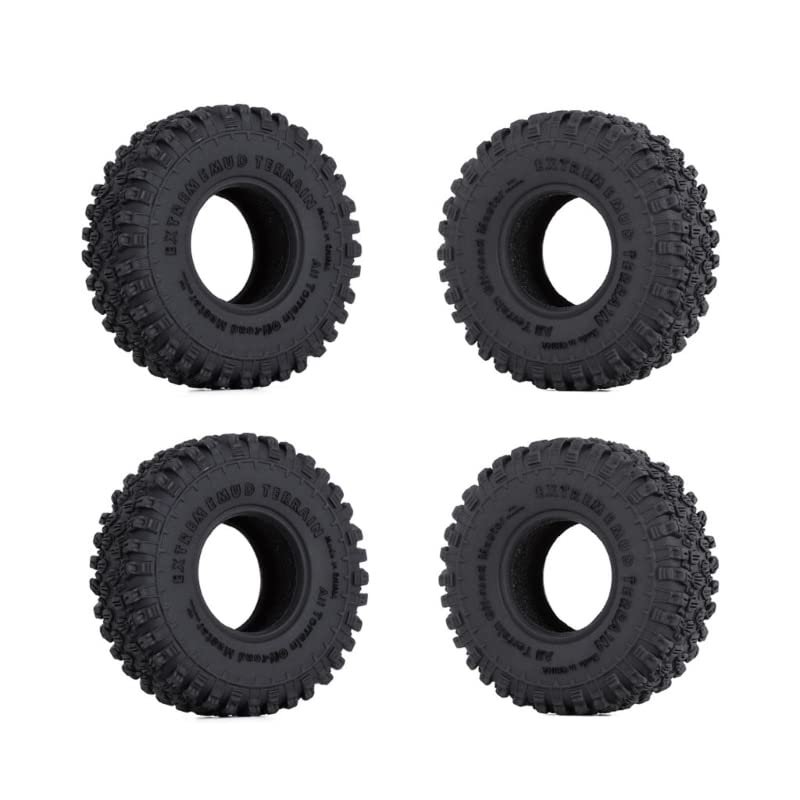 4PCS 1.0inch Rubber Rocks Tyres Wheel Tires for 1/18 1/24 RC Crawler SCX24 90081