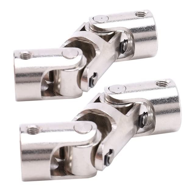 2Set Rc Double Universal Joint Cardan Joint Gimbal Couplings with Screw,10X10mm & 8X8mm| | - - (Color: Silver)