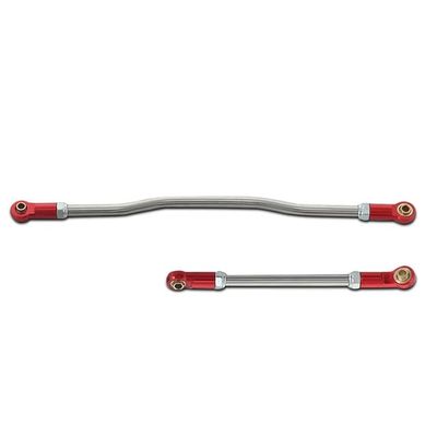 2 Pieces Steering Pull Rods RC Crawler Car Tire Parts Metal Upgraded Parts Replacement for Capra 1.9 UTB, Red - (Color: red, CN)
