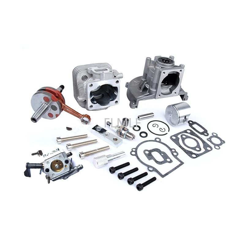 30.5CC 4 Bolt Engine Cylinder Set (with Crankshaft + Ruixing Spark Plug) Fit for 1/5 HPI ROVAN ROFUN KM Baja 5B Losi 5ive T FG