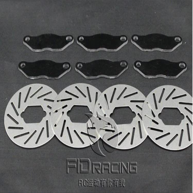 4 pcs Stainless Steel Brake Discs + 6 pcs Fiber Brake Pads for LOSI 5IVE-T