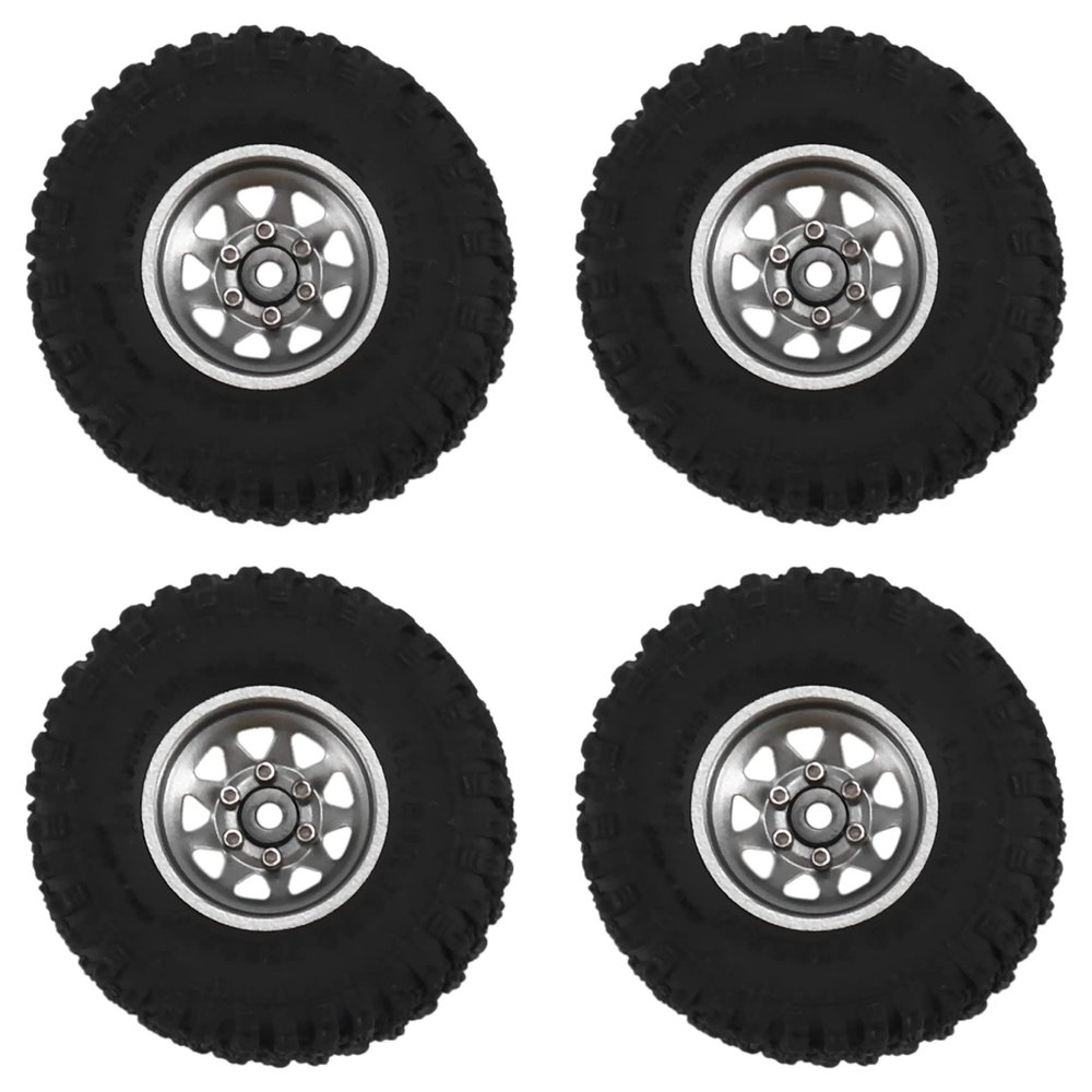 1.0 Beadlock Wheel Tire Set Deep Dish Negative Offset 3.78Mm for 1/24 RC Crawler Car Axial SCX24 FMS FCX24 Enduro24,4