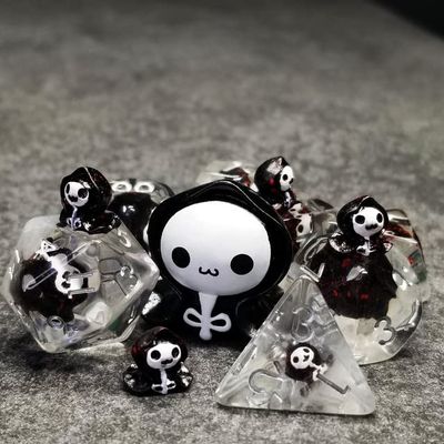 Sage's Portal Familiars and Reagents Resin DND Dice Set Polyhedral Dice Set for Dungeons and Dragons RPG Tabletop TTRPG (Baby Grim)