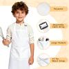 IAGBIBUI 12 Pack Kids Aprons Bulk with 2 Pockets Adjustable Chef Art Apron Kids Painting Aprons for Cooking Baking Crafting Grilling for Boys Girls Age 6-13 Years(White) view 3