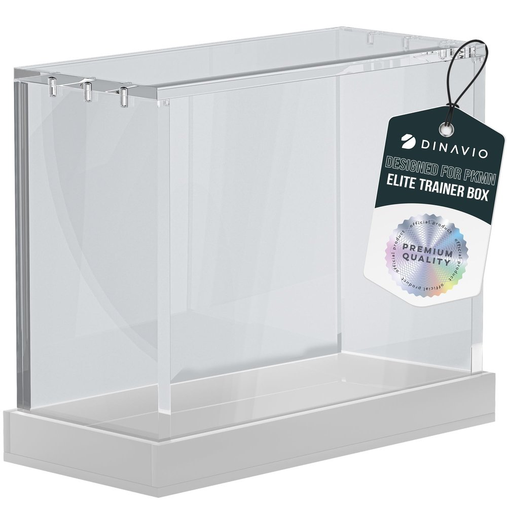 Dinavio Crafthouse Elite Trainer Box Acrylic Case - ETB Protector Case - Elite Trainer Box Protector - 8mm + 5mm Acrylic 5x3mm Magnets - Compatible with PKMN ETB Boxes (White Base)