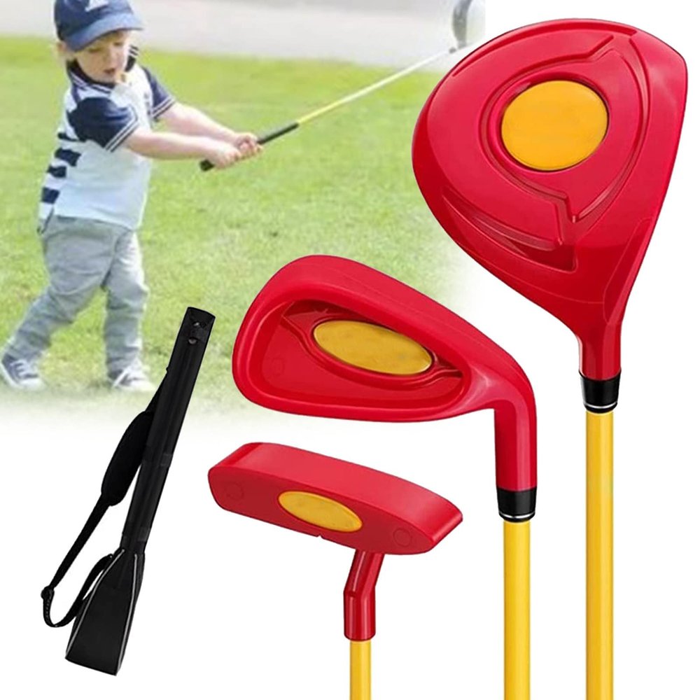 BEESOM Golf Club Beginner Golf Clubs Kids Outdoor Sports, Right Hand Golf Clubs Set 1#, 7#, Golf Club Set for Toddler Age 2-5, Kids Children Beginners Practice Pole,Red-4-5yearsold