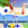 Jexine 12 Pcs Sand Buckets and Shovels for Kids Beach Sand Toys Bulk 12 Plastic Beach Buckets and 12 22 Inches Gardening Shovel with Wooden Handle Summer Toys for Boys and Girls, 4 Colors view 3