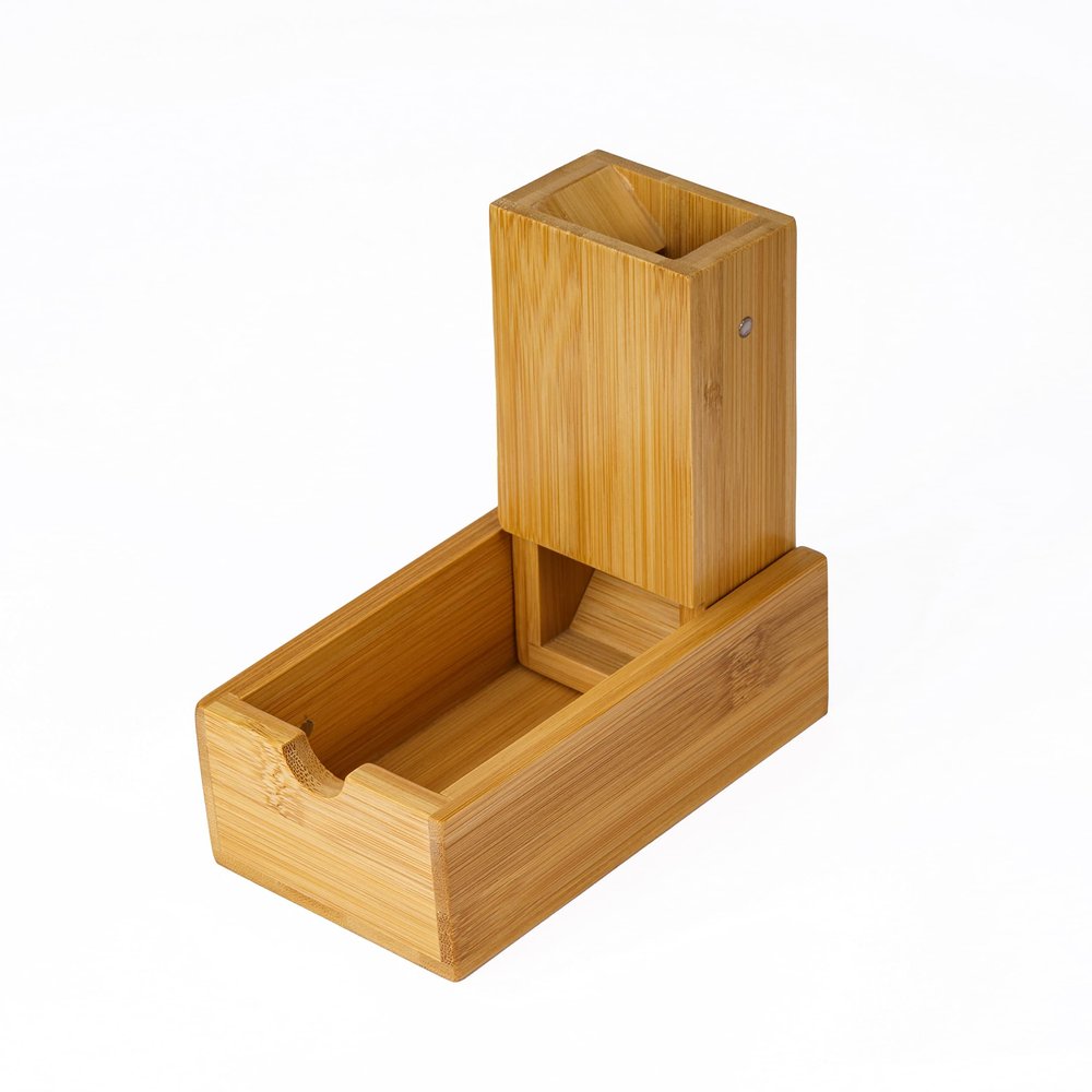 Cusdie Bamboo Dice Tower Foldable Wooden Die Roller Castle Rolling Case for Board Game, D&D, RPG(No Logo)