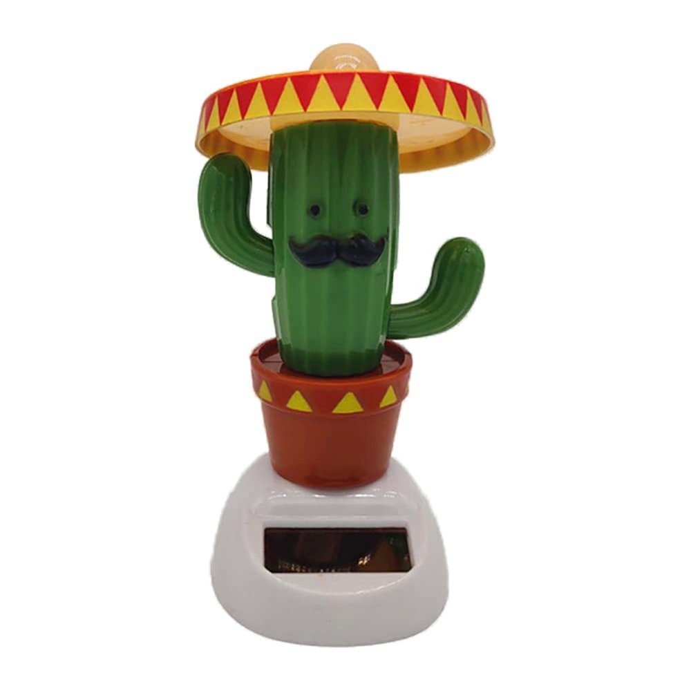 Surakey Solar Dancing Cactus Toy Auto Cute Shaking Green Cactus Plant Figure Dashboard Solar Powered Swinging Animated Dancer Ornament for Car Office Desk Home Decor