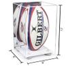Better Display Cases Acrylic Rugby Ball Display Case Vertical with Mirror Case, White Risers, White Base 8" x 8" x 12" (A060/B42) view 2