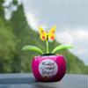 Solar Dancing Flower Plant Powered Toy Auto Cute Shaking Rosy Pot Plant Butterfly Dashboard Swinging Dancing Ornament Toy for Car Office Desk Home Decor (Rose Red) view 3