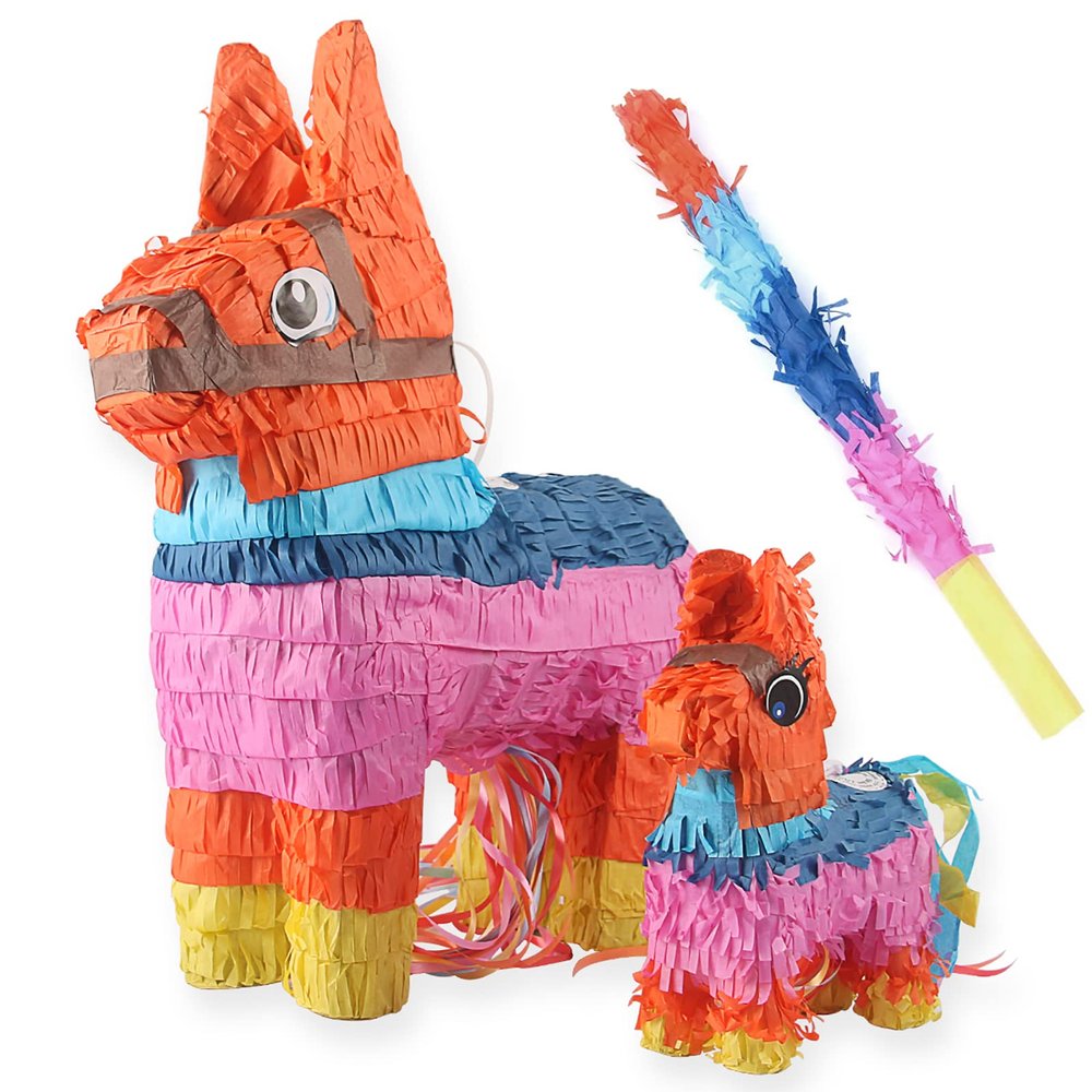 Cinco De Mayo Donkey Pinata for Kids Birthday Party 2 Sizes Pinatas for Fun Fiesta Taco Party Supplies Luau Event Photo Props Mexican Theme Decoration Carnivals Festivals Taco Tuesday Event