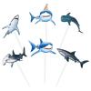 WERNNSAI 36 PCS Shark Cupcake Toppers - Shark Cake Toppers Ocean Birthday Party Decorations Summer Cake Toppers Under The Sea Cake Decors for Kids Ocean Baby Shower Party Supplies view 1