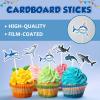 WERNNSAI 36 PCS Shark Cupcake Toppers - Shark Cake Toppers Ocean Birthday Party Decorations Summer Cake Toppers Under The Sea Cake Decors for Kids Ocean Baby Shower Party Supplies view 3