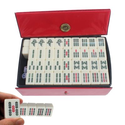 Generic Mahjong Set - Traditional Chinese Mahjong Game Set with 144 Mini Tiles - Portable Travel Mahjong Set - Mahjong Board Game for Adults, 2.5*1.5*1.1cm/0.98*0.59*0.43in