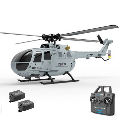 C186 Remote Control Helicopter for Adults 14y+ Beginner Expert Single Rotor Aileronless BO-105 Like-Real RC Aircraft Model Air Pressure Hover Aerobatic Flight 6-Axis Gyroscope (Grey 2 Batteries)