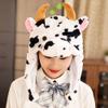 CICITOYWO Funny Plush Animal Hat Ear Moving Jumping Cow Cap for Kids Adults Cosplay Gift (Black and White) view 3