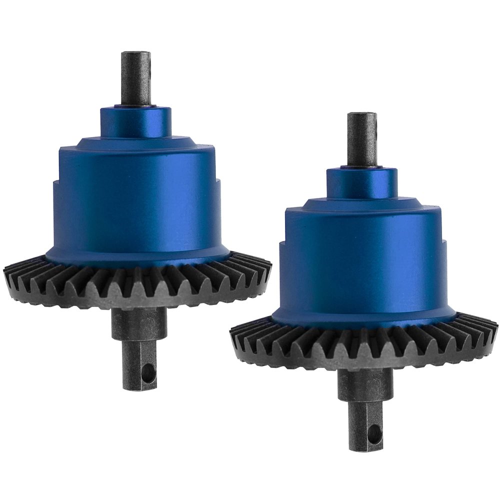 2Pcs Vgoohobby Metal Front/Rear Differential Set Diff. Complete Kit Upgrade Parts Compatible with Traxxas Slash 4X4 VXL Stampede 4X4 VXL Rustler 4X4 VXL HQ727 1/10 RC Car (Blue)