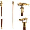 New Wooden Walking Stick with Brass Handle Telescope view 2
