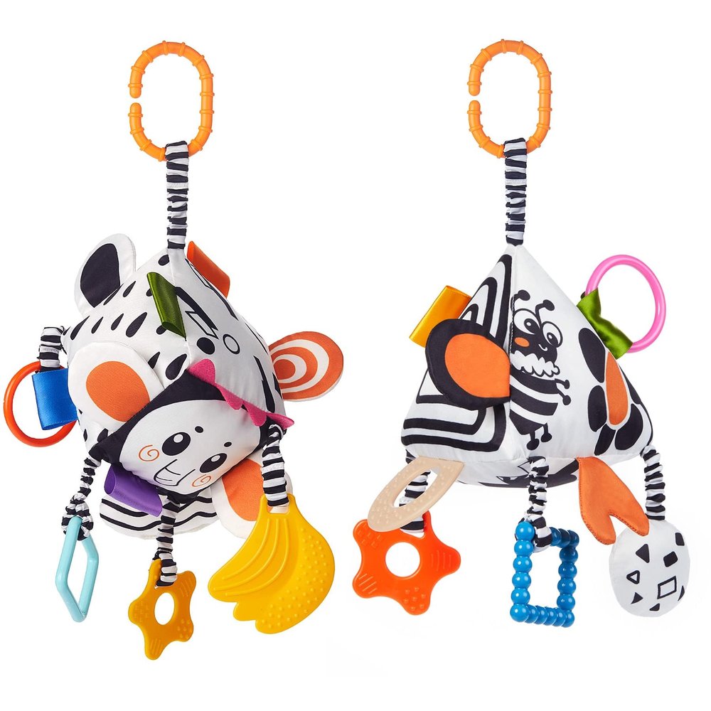 TUMAMA High Contrast Baby Toys, Black and White Infant Toys 0-3 Months for Newborn, Soft Sensory Rattles Toys with Teether for Toddlers