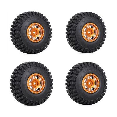4PCS Wheel Rims Tires Set for Axial Scx24 Tires and Wheels 1in 52x18mm - (Color: Gold)