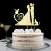 Mr and Mrs Cake Topper, Bride and Groom with Cats Silhouette Wedding Cake Decors, Cats Pet Party Decorations, Gold Glitter view 1