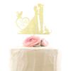 Mr and Mrs Cake Topper, Bride and Groom with Cats Silhouette Wedding Cake Decors, Cats Pet Party Decorations, Gold Glitter view 2