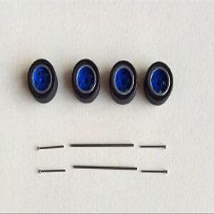1Set 1/64 Scale Alloy Car Model 11mm Size Wheels + Rubber Tires + Modified Axles for 1:64 Matchbox/Domeka/HW Model Cars - (Color: 5 Spoke Blue)