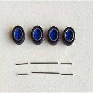 1Set 1/64 Scale Alloy Car Model 11mm Size Wheels + Rubber Tires + Modified Axles for 1:64 Matchbox/Domeka/HW Model Cars - (Color: 5 Spoke Blue)