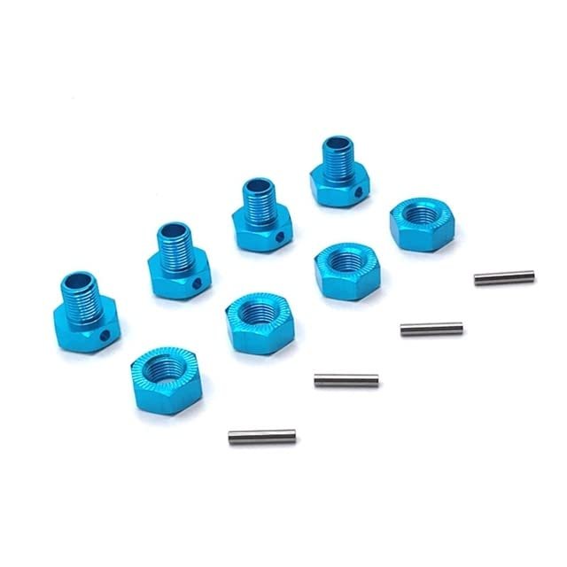4Pcs Metal 17Mm Wheel Hex Coupler Nut for JLB Racing Cheetah 11101 21101 J3 Speed 1/10 RC Car Upgrade Parts - (Color: Blue)